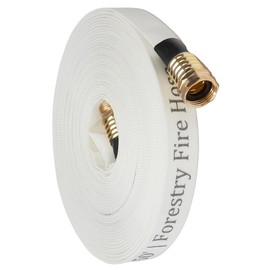 Garden Lay Flat Hose - Forestry Hose - (Garden Hose Couplings) - Service Pressure - 300 PSI (3/4" x 50', White)