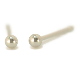 Yokomountain Pt900 Platinum Round Ball Earrings, 0.08 inch (2 mm), Ball Platinum Earrings, Sold as 1 Pair, Made in Japan, Nickel Free (Double Lock Catch)
