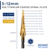 3 Pack - 3mm to 12mm Spiral Flute Step Drill