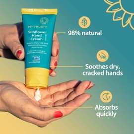 My Trusty Sunflower Hand Cream, Suitable for Eczema Prone Skin, Vegan Friendly with Natural Ingredients, Bergamot Orange & Neroli Scent, 100ml