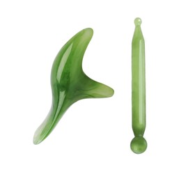 LQHZCツボ押し棒 2種セット 三角雀 点穴棒 足ツボ マッサージ カッサ 指圧 グッズ 肩こり 疲労回復 翡翠緑 (エメラルドグリーン)