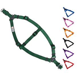 GoGo Pet Products Comfy Nylon 3/4-Inch Adjustable Easy Pet Harness, Medium, Hunter Green