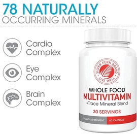 Silver Fern Whole Food Daily Multi Vitamin w/Trace Mineral Blend Supplement - 2 Bottles - 60 Vegicaps Each - 60 Day Supply - Natural, Non-GMO, Vegan, Multivitamin for Men & Women - Zero Synthetics