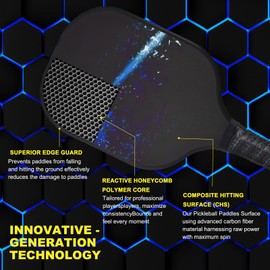 PATIKIL Graphite Pickleball Paddles, USA Pickleball Approved(USAPA) Single Paddle, Carbon Fiber Polymer Core Lightweight Durable with Protective Bag