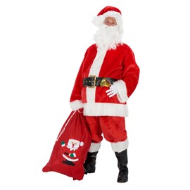 Deluxe Plush Santa Adult Costume | Large