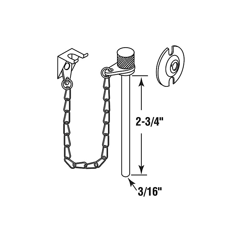 Prime-Line MP4148 Sliding Door Pin Lock with Ring, Black Finish