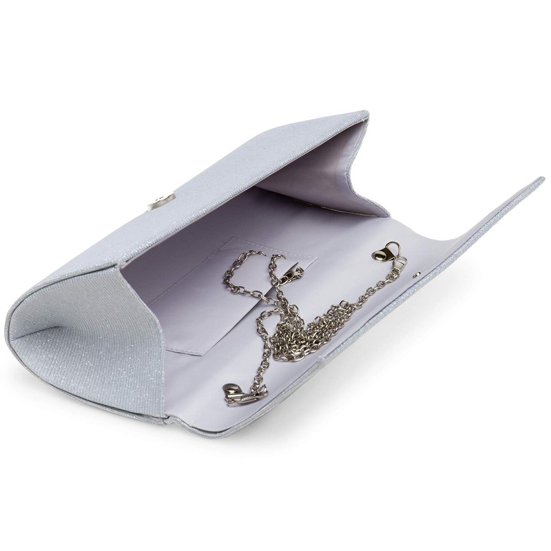 Caspar TA514 Elegant Women's Glitter Clutch Evening Bag, silver