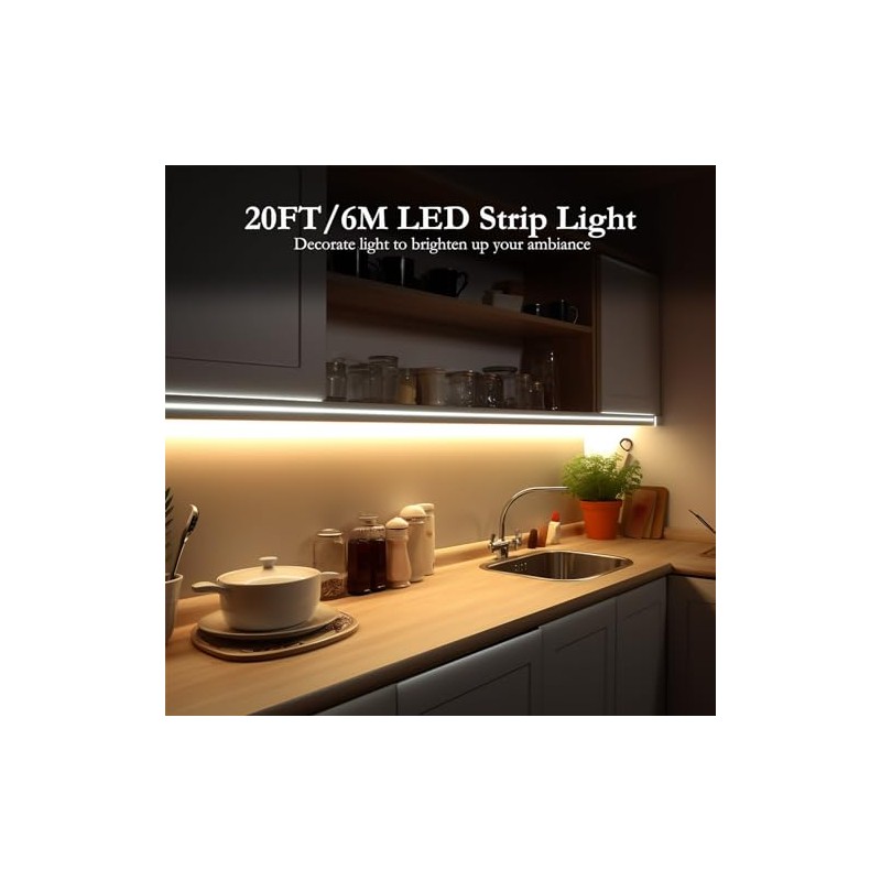 JOYLIT 12V COB LED Strip Lights 6M 3000K IP65 Waterproof