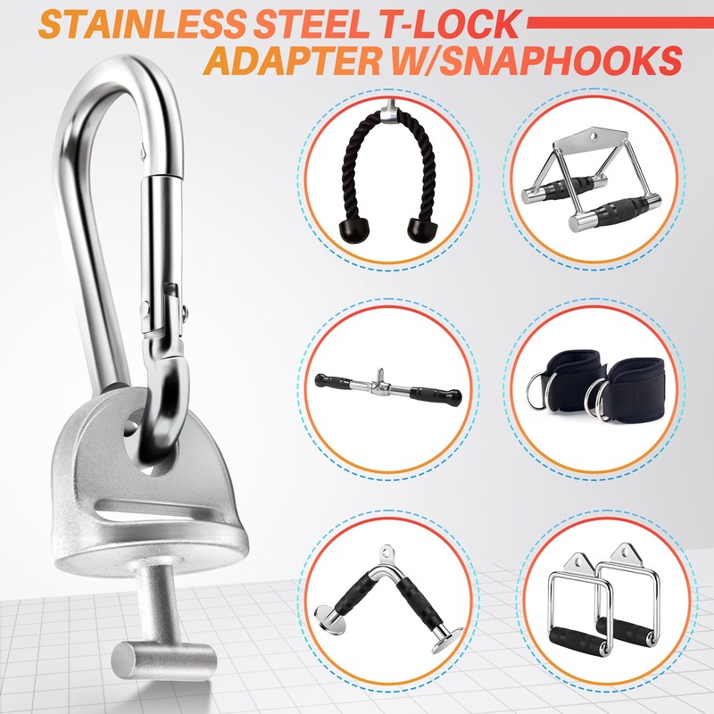 Saillong 4 Set Premium T Lock Adapter W/Snap Hooks Compatible