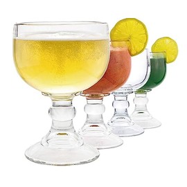 Chefcaptain Margarita Glass Schooner- 21.5 Oz Set Of 4 Extra Large Goblet Crystal Style ZERO LEAD Shrimp Cocktail, Coronaritas, Margaritas 4 PACK With Clips
