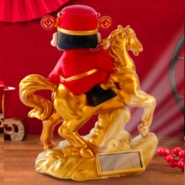Rwoora Solar-Powered Nodding Horse Ornament – Light-Activated Motion Decor for Home, Office, and Car