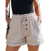 FEKOAFE Women's Summer Beige Shorts Drawstring Elastic Waist Loose Fit