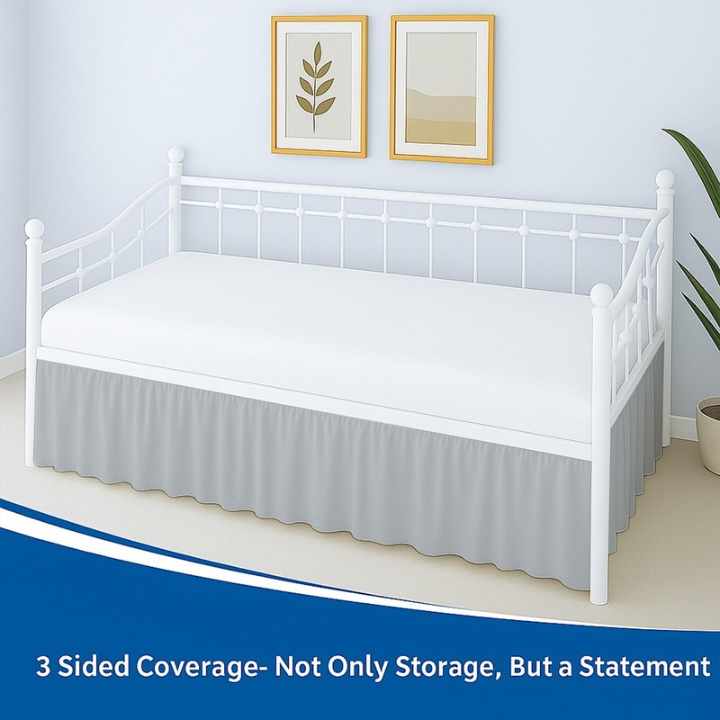 Ruffled Daybed Twin Size, 16 Inch Drop Ruffled Bed Skirt