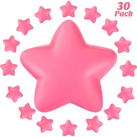 30 Pieces Star Stress Ball Bulk Stress Relief Balls Mini Foam Stress Ball for School Carnival Reward, Student Prizes, Party Bag Fillers (Pink)
