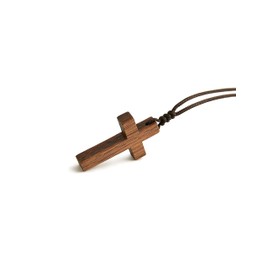 Wooden Cross Necklace for Men Women Children Kids – Natural Wooden Cross Pendant Necklace - Walnut Wood Small Cross Necklace