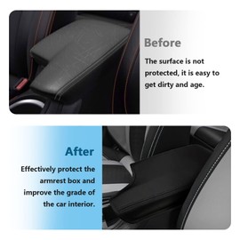 BoxCheer Armrest Cover for 2017-2023 Subaru Impreza 2018-2023 Crosstrek Center Console Protector Pad Anti-Scratch Leather Interior Accessories - Black Stitch