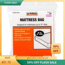 U-al Standard Queen Mattress Bag – Moving & Storage Cover for Mattress or Box Spring – 92" x 60" x 10" - Color: Full Mattress - 87" x 54" x 10"