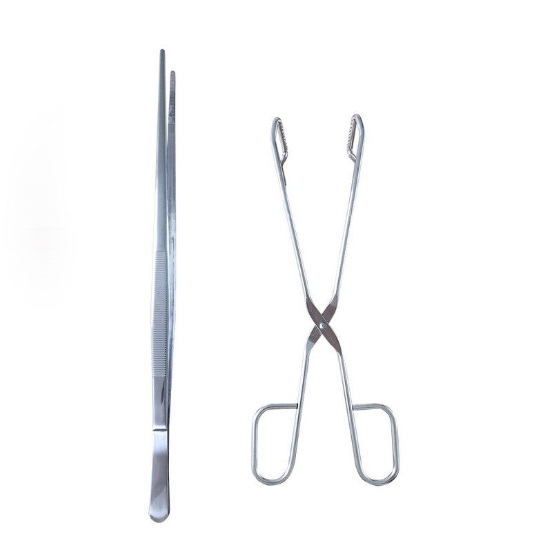 1+1 Stainless Steel Meat Tongs Kitchen Pasta Cooking Tweezers Triangle