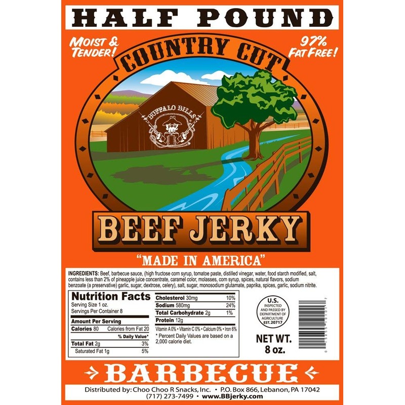 Buffalo Bills 8oz Barbecue Country Cut Beef Jerky Pack (moist