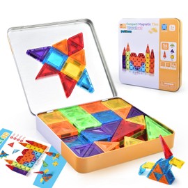 Mini Magnetic Tiles 70PCS - Travel Building Blocks Set for Kids, Portable STEM Toy with Storage Bag, Strong Magnets for Home, Car & Classroom Play