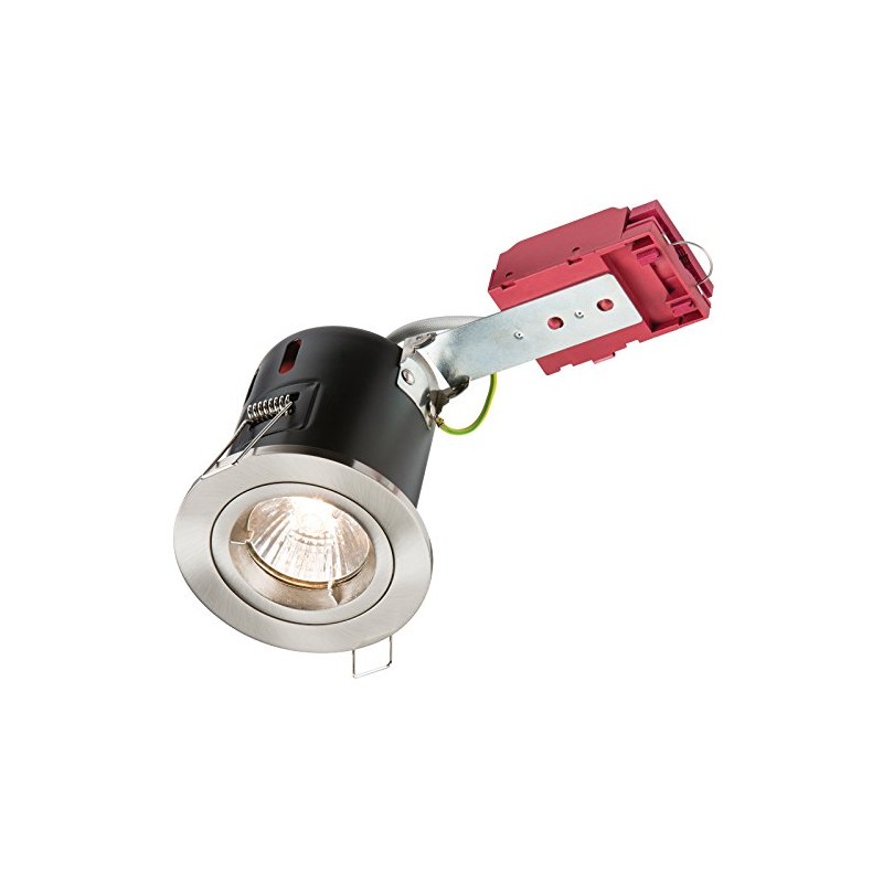 Knightsbridge Fixed GU10 230V 50W IC Fire-Rated Downlight-Brushed Chrome, Metal