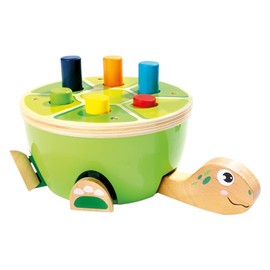 Bino Turtle Knock Bench Toy for Children from 2 Years, Children's Toy (Wooden Toy in Turtle Design, Promotes Motor Skills & Hand Eye Coordination, Hammer Game), Multicoloured