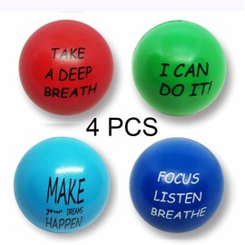 4 Pcs Stress Balls for Adults, Motivational Stress Balls, Stress Relief Balls with Motivational Quotes Hand Exercise Balls to Relieve Anxiety Fidget Tension Stress