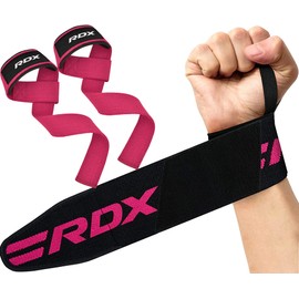 RDX Weight Lifting Wrist Wraps with Gym Straps, Elasticated 18” Cotton Wrap, 60CM Anti Slip Workout Strap Support, Bodybuilding Deadlifting Powerlifting Fitness Gymnastics Strength Training, Men Women