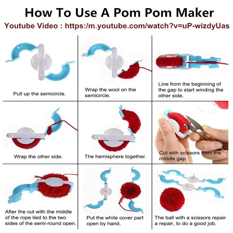 KNEWMART Pom Pom Maker, 4 Sizes Fluff Ball Weaver Needle