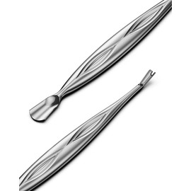 BEZOX Cuticle Pusher with Trimmer - Elegant Precision Cuticles Fork, Dual-Ended Stainless Steel Manicures and Pedicures Tool for Exquisite Nail Care - Silver