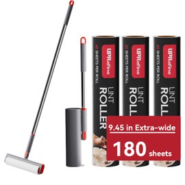 UPRefine Large Lint Rollers 9.45'' Cat & Dog Pet Hair Remover with180 Sheets Lint Rollers with 3 Extendable Handle,Long Handle Sticky Mop for Cleaning Carpets, Floor, Clothing, and Pet Hair