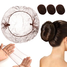 100pzs Red para Cabello, Red de Pelo Tejida,Gorros Malla cofias desechable,Malla Elástica invisible para Mujer. Adecuado para Bailarinas de Ballet, Redecillas de Cocina y Cobertores de Pelo de Danza (Marrón)