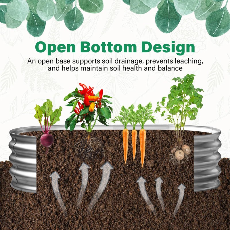 TATAANTY Galvanized Raised Garden Bed for Outdoor: 4X2X1ft Durable Metal