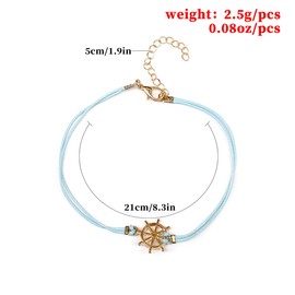 Yienate Boho Anklets Simple Rudder Ankle Bracelet Charm Dainty Summer Barefoot Beach Anklet Foot Jewelry for Women and Girls (Gold)