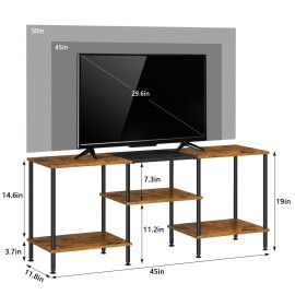 Luplom 50 inch TV Stand for Bedroom Rustic Brown TV Entertainment Center with...