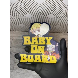 Demon Slayer Baby on Board 3D Lenticular Car Motion Sticker Decal Tanjiro Nezuko
