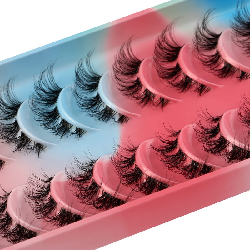 Half False Eyelashes 10 Pairs Clear Band Natural D Curl