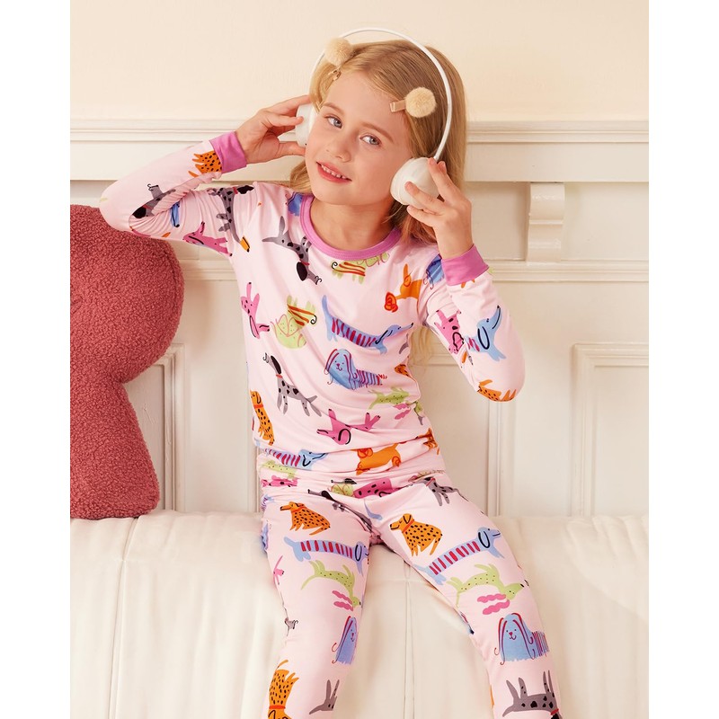 Bamboo Viscose Toddler Girls Kids Pajama Sets 6-7T Snug fit