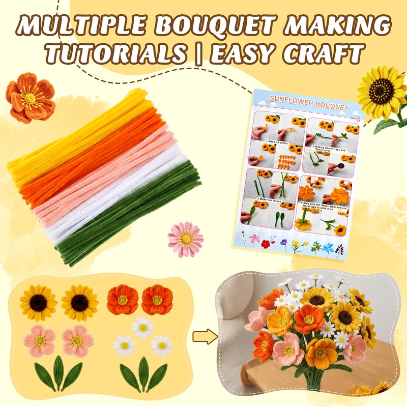 Pipe Cleaner Flower Kit, 700PCS Premium Pipe Cleaners Bulk with
