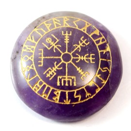 Pocket Stone Amethyst Helmet of Fear Viking Compass Aegishjalm Futhark