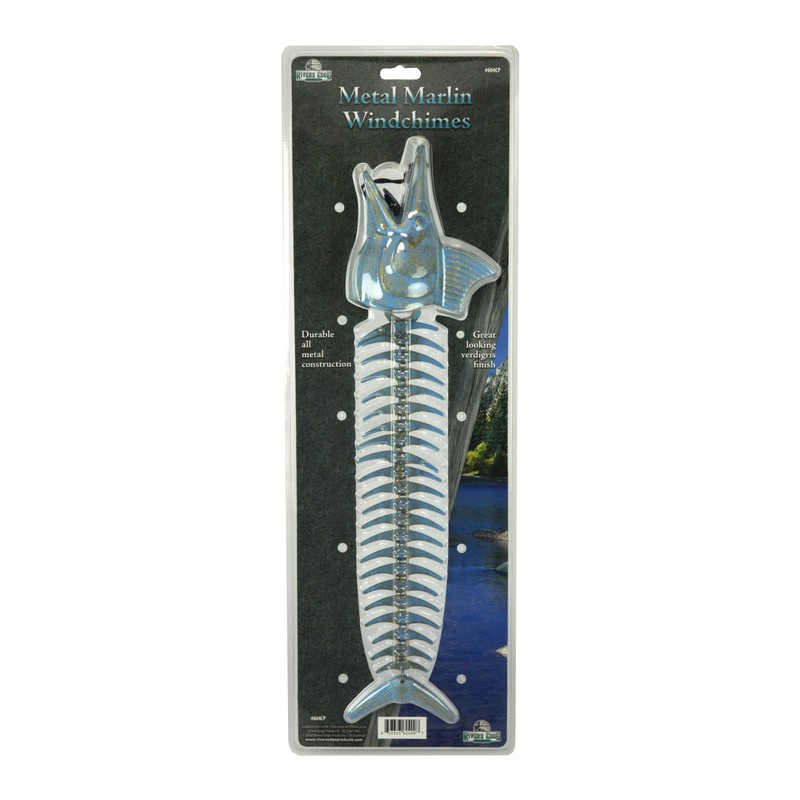 Rivers Edge Products Fishbone Wind Chime, Unique Fish Skeleton Wind