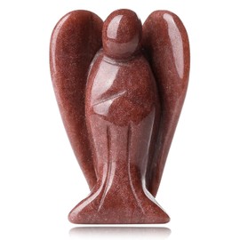 GUJOXILA Strawberry Rose Quartz Crystal Angel Healing Crystals Gifts Guardian Angel Gifts for Women Angels Ornament Reiki Grief Pocket Cute Small Angel Gift 1.5”