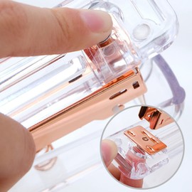 Grapadora de Oficina, Grapadora de Escritorio de Mano de Metal para Oficina de Escritorio en Casa (Oro rosa)