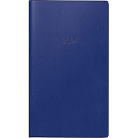 BRUNNEN Weekly calendar model 755 2024, 2 pages = 1 week landscape, sheet size 8.7 x 15.3 cm, dark blue