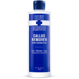 Blue Cross Callus Remover Gel for Feet or Heel, Extra Strength Professional Nail Care, File, Shaver, Scrubber & Pumice Stone Alternative for at Home Manicure/Pedicure Results, 16oz