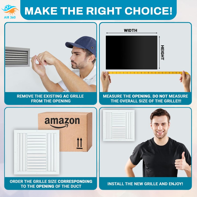 Aluminum 14 x 14 Inch 4-Way Adjustable Air Vent Cover