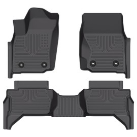 Wayhigh-All Weather Floor Mats for 2024 Toyota Tacoma Double Cab(Automatic Transmission)(Not for Manual or Hybrid), Custom Fit TPE Heavy Duty Car Mats Set Tacoma Accessories - Black