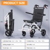 18LB Urltra-Light Foldable Portable Transport Wheelchair With Telescopic Hand