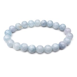 chengmu 12mm Aquamarine Chalcedony Stretch Bracelet Round Stone Beads Semi Gemstone for Crystal Beaded Elastic Bracelet 8"