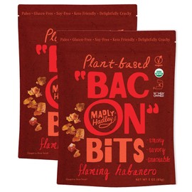 Madly Hadley Plant-Based Bacon Bits -Organic, Healthy Vegan Snack, Crunchy Topper, Keto-Friendly, Gluten-Free Topping for Salads, Pasta and Pizza - 6 Oz - Pack of Two (Flaming Habanero)